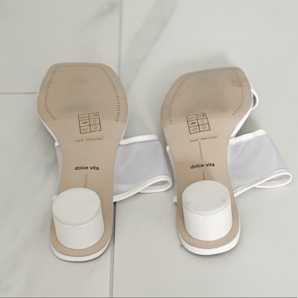 Dolce Vita White Mesh Round Block Heel Sandals - Picture 12 of 13